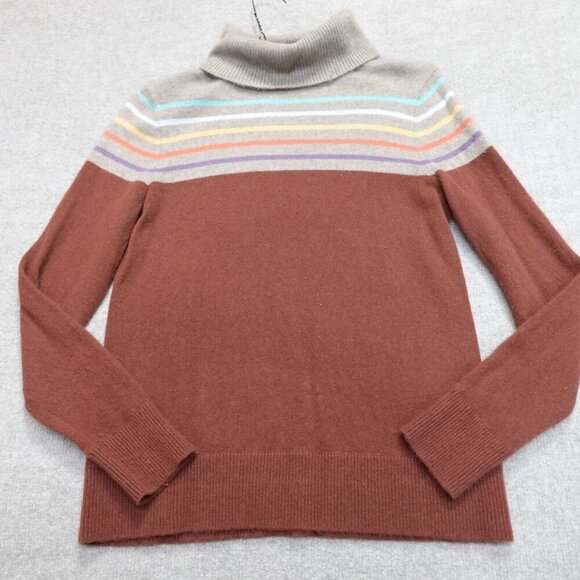 Lands' End Womens Sweater Medium Orange Long Sleeve 100% Cashmere Turtleneck - Picture 1 of 5